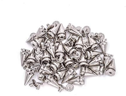 Trimming Shop 50 Pièces de Argent Cônes Screwback Pics Clous 14mm pour Sac Vêtements Style Punk Rocher Veste Cuir Chaussure