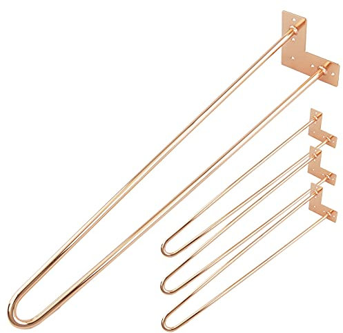 PrimeMatik - Tischbeine für Schreibtische Schränke Möbel aus Stahl 2 Stangen 71 cm Kupfer 4-Pack