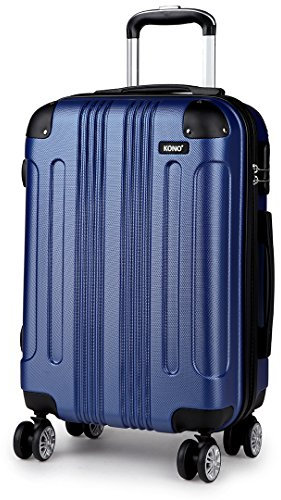 KONO Koffer Trolley Groß Hartschale ABS Reisekoffer Rollkoffer Suitcase (Dunkelblau, XL)