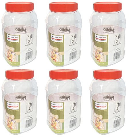 Sunpet J1500S1 Frischhaltedosen aus Kunststoff, rechteckig, 1500 ml, Rot, 6 Stück