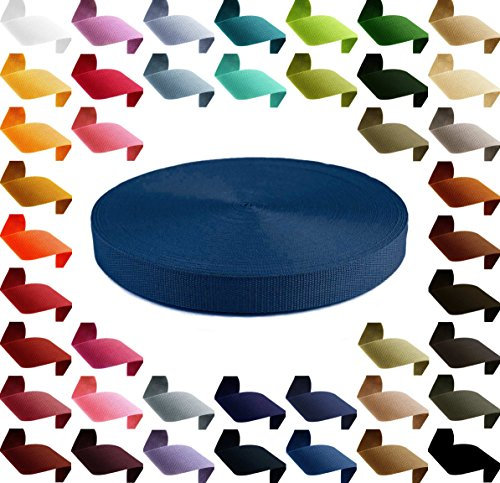 Gurtband 12m PP Polypropylen 25mm breit 1,3mm stark Gurt Tragband Farbwahl 45 Farben, Gurtband:919 marineblau