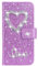 XFZ PU Leader Glitzer Schutzhülle für Galaxy J5 2017 Glänzende Brieftasche Glitzer Bling 3D Herz Strass Hülle Etui Wallet Tasche Lederhülle Flip Handyhülle für Samsung Galaxy J5 2017 - Lila