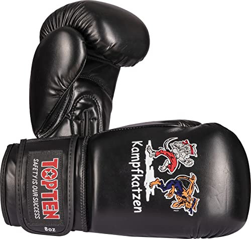 TOP TEN Boxhandschuhe „Kampfkatzen“ - 4 oz, schwarz