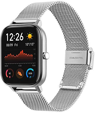 TRUMiRR Kompatibel mit Amazfit Active//GTS 4 Mini/Bip 3 Pro/GTS 2 Mini/GTS 3 Armband,Mesh Gewebt Edelstahl Uhrenarmband Quick Release Armband für Amazfit GTS 2e/Bip S/U Pro
