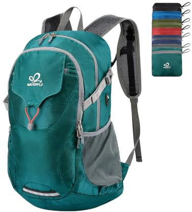 WATERFLY Faltbarer Rucksack Wanderrucksack 30L: Leicht Tagesrucksack mit Nassfach Ultraleicht Faltrucksack Trekkingrucksack Klapprucksack für Herren Damen Outdoor Wandern Reisen Daypack