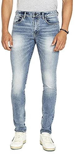 Buffalo David Bitton Herren Skinny Max Jeans, Whiskered and Contrasted Indigo, 34W / 32L