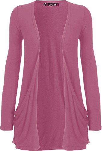 WearAll - Ladies Long Sleeve Pocket Cardigan Womens Top Lilac 16-18