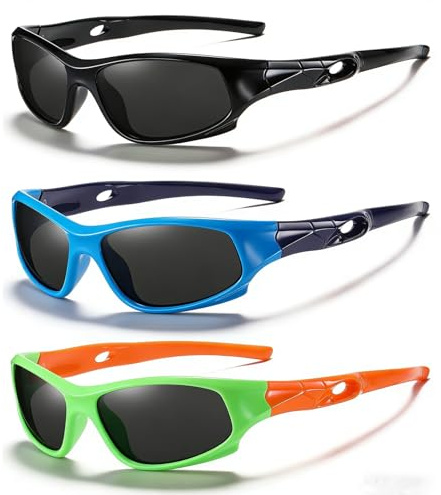 DYLB 3 Pack Flexible Kids Polarized Sunglasses For Boys Girls With Strap, Sport Sunglasses for Children Age 3-10.