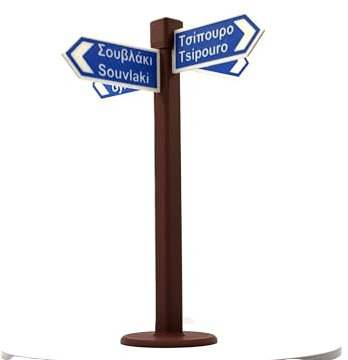ADDlution Griechisches Straßenschild Wegweiser Vintage Griechenland BAR Happy Hour Motto-Party Länder-Party Greece Athen Deko Motto Ortsschild Aufsteller Tisch Ouzo Gyros