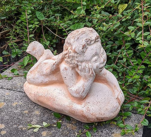 B-Ware ! Liegender Engel - Putte, ca.33 cm lang, echt Terracotta Terrakotta Garten Deko Figur Engel