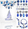 MJARTORIA Blauer Schmuck Adventskalender für Mädchen-Blauer 2025 Schmuck Weihnachts-Countdown-Inklusive Blaue Schneeflocke Metallanhänger Perlen DIY Herstellungsset Schmuckgeschenke