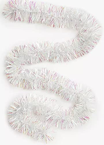 Homestreet Weißes und schillerndes schneefunkelndes Lametta, dick und dünn, 2 Meter lang