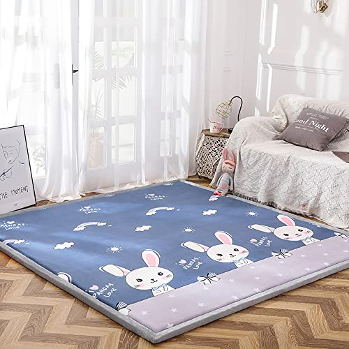 Loartee korallen Samtmatte, Teppich, als Krabbeldecke fürs Kind, Yogamatte und Übungsauflage geeignet, Hase, 150x200cm