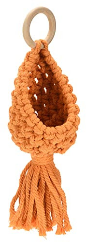 PATIKIL Macrame Suspendu Planteur, 10 Ovale Maison Air Plante Support Décoratif Fleur Pot Panier pour Interne Jardin, Orange