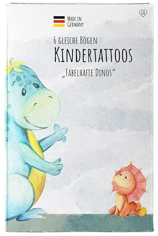 lila liebt dich® 6 gleiche Bögen Dino Kindertattoos, Geburtstag Mitgebsel Kinder Tattoo, Dino Tattoo Kinder, Geburtstagstüten Mitgebsel Kinder