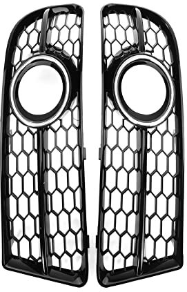 OOPUHKSY Für A4 B7 S4 B7 A4 S-Line 2005 2006 2007 2008 Glänzend Schwarz Auto Nebelscheinwerfer Kühlergrill Honeycomb Nebelscheinwerfer Grill 8E0807681F