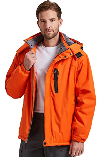 Kugnala Winter-Skijacke für Herren, wasserdicht, warm, Fleecefutter, Berg, winddicht, Regenjacke, S-5XL