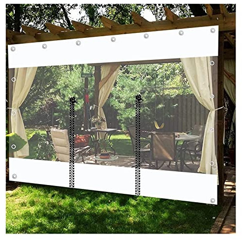 WZYJLyds Pannello Laterale in Telone per Gazebo con Porta Cerniera, Tende Teloni Trasparenti Impermeabili per Esterno, Telone Trasparente Bianco per Patio Verandato Pergola, Tenda Divisoria