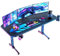 Himimi 160x75 cm Gaming Schreibtisch, Ergonomischer Großer Gaming Tisch, T-Form PC Gamer Computertisch mit Großer Pad, Becherhalter, Kopfhörerhaken, Kabelmanagement & Gaming Griffgestell, 160x75x75cm