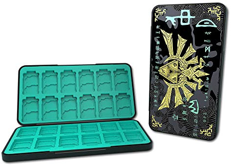 PERFECTSIGHT for Nintendo Switch Game Card Case with 24 Game Holder Slots and 48 SD Micro Slots for Switch/Lite/OLED, Cute Games Cartridge Storage Cases for Boys Girls (Black Kingdom)