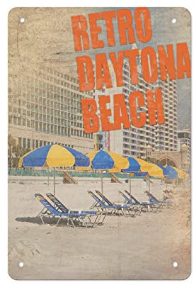 Joissaishonan Retro Daytona Beach Aluminium-Metall-Posterschilder, Beschilderung, Retro-Poster, Wanddekoration, für Innen-Wanddekoration und Laden-Innendekoration