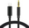 AZOX® Aux 3.5mm to Lightning Audio Cable For iPhone 14, 14 Pro, 14 Pro Max, iPhone 13, 12, 11, X, XMAX, to 3.5mm Jack Compatible with iPhones, iPad, Car Stereo [ Black ]