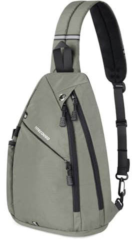 TITECOUGO Sling Backpack Travel Shoulder Bag One Strap Crossbody Bags Lightweight Chest Daypack Camp Day Packs for Women and Men Hiking Accessories Large Gray Green