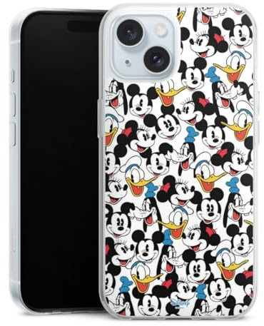 Silikon Hülle kompatibel mit Apple iPhone 15 Case transparent Handyhülle Minnie Mouse Mickey Mouse Offizielles Lizenzprodukt