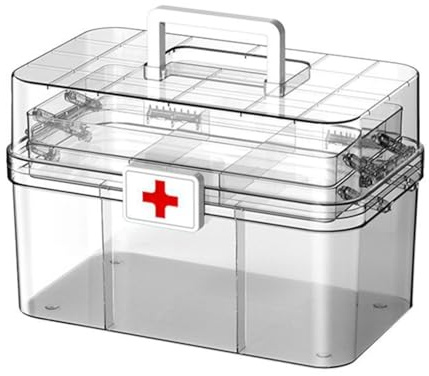 YuWangg Boîte médicale, rangement de médicaments, pharmacie, boîte médicale portable, rangement à trois couches, convient pour le stockage des médicaments à la maison