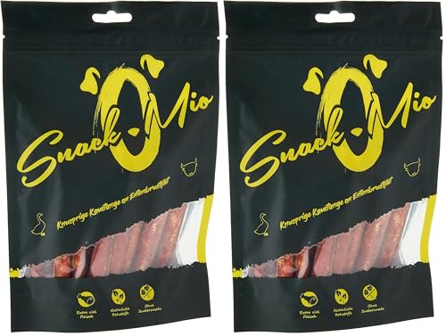 SnackOMio Barre à Mâcher Croustillante à Base de Filet de Poitrine de Canard Mâcher Premium pour Chien 200 g (Lot de 2)