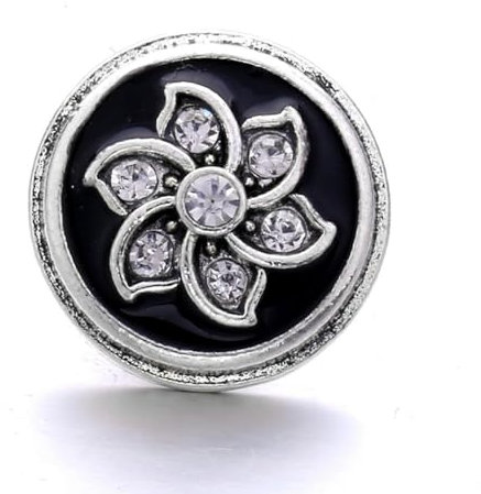 5 unids/lote de diamantes de imitación de búho de cristal negro, botón a presión de 40 estilos, botones a presión para joyería, collar de pulsera a presión de 18mm para mujer -KB825-BK