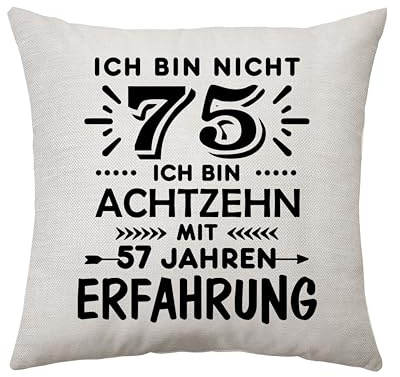 Aconesong 75. Geburtstagsgeschenke für Frauen Männer Geburtstag 75 Jahren Kissenbezug Geschenke für 75. Mama Daddy Nanny Opa Tante Onkel Freund Kollege Lustige Geburtstag Keepsake (75.)