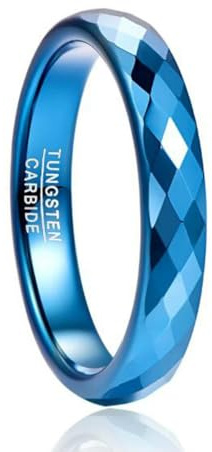 YAHOYA 4mm Wolframkarbid Ring Schwarz/Roségold/Blau poliertes Finish Rhombic Cut Ehering Komfort Passform Ringe Schmuck