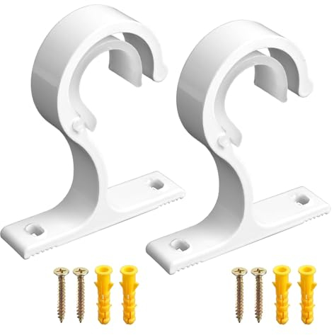 2 Pz Supporti per Bastoni Tende, Bastoni per Tende a Soffitto, Staffe Asta di Tenda Con Vite Ganci Tende- Staffe Aste Tende da Appendere Ganci Singoli, per Finestre Uso a Soffitto o a Parete(Bianco)