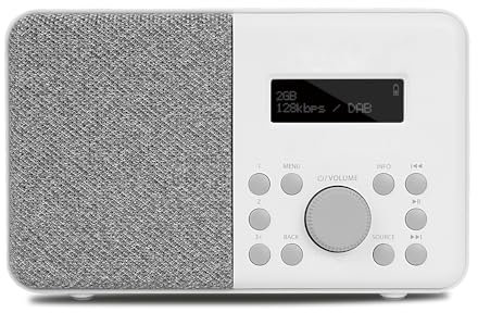 MangoKit MD1 Portable DAB+ Radio I Digital Radios Mains and Battery I DAB Radios I FM Kitchen Radio I Dual Alarms Clock I HUGE **10hr** Battery Play I 40 Presets, Headphone Jack I Stone Grey