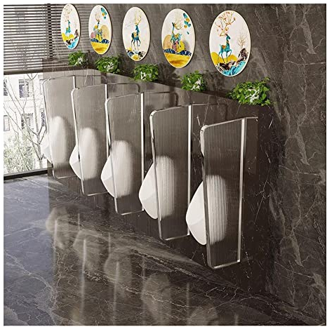 NOALED Urinal-Sichtschutz-Toilettentrennwand, Urinal-Sichtschutzplatten, wandmontierter Urinal-Trennschutz, Edelstahlrahmen und durchscheinende Glasscheibe
