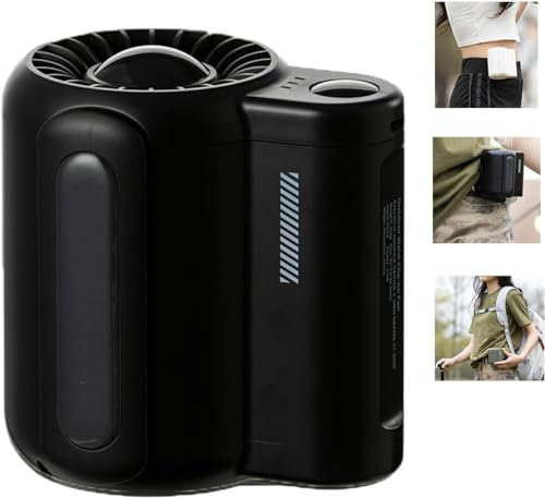 Caduola Cool Clip Fan Under Shirt, Portable Mini Waist Fan, Portable Cooling Fan, Belt Fan Clip on Waist Portable Cooling Fan, Speeds Strong Airflow Wearable Personal (black), 240419-01HG-182