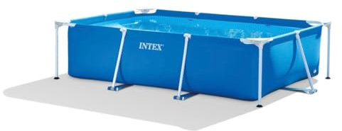 Intex Piscina rectangular sobre el suelo de 9 pies, 10 pulgadas x 6 pies, 6 pulgadas x 29 1/2 pulgadas, color azul