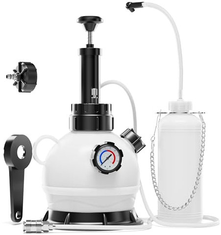 MKING 2L Manueller bremsenentlüftungsgerät Vakuumbremsenentlüftungskit mit Bremsflüssigkeitsabsauger, 1L Nachfüllflasche und Adaptern, EIN-Personen-Pneumatik-Entlüftungswerkzeug