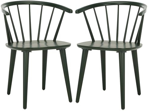 SAFAVIEH Home Collection Blanchard Garden Green Solid Wood Curved Windsor Spindle Side Chair Set of 2