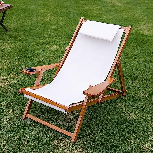 Tumbonas laterales de madera para piscina con portavasos, tumbona para exteriores con posiciones ajustables, muebles de patio