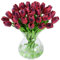 JUSTOYOU 40 Künstliche Tulpen Blumen,Fake Real Touch Latex Tulpe, Faux Blume Tulpe Hochzeit Sträuße für Hochzeit Home Garten Dekoration (Rotwein)