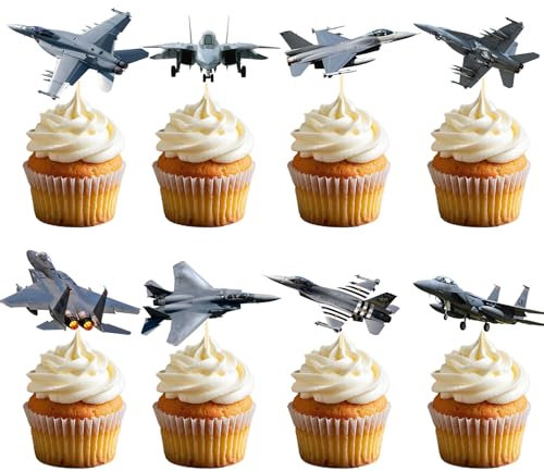 Deorfuy Airplane Birthday Party Decorations - 40PCS Airplane Cupcake Toppers Bday Decoration Cupcake Picks Decor Baby Shower Supplies