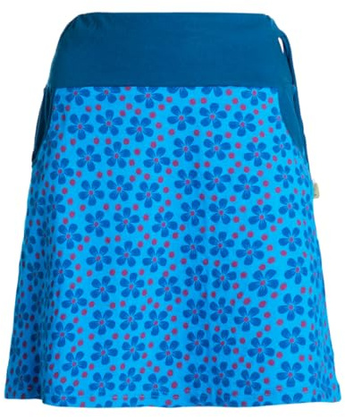 Vishes Alternative Bekleidung - Damen Mini-Rock Baumwolle Blumen-Muster Bund zum Schnüren mit Taschen