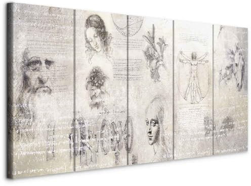 murando - Quadro Materico Premium Scritture Figure 200x80 cm 5 Pezzi - Stampa su Tela con Struttura - Effetto Dipinto XXL Grande - Quadri Moderni Componibili Camera da Letto Matrimoniale h-C-0195-b-m