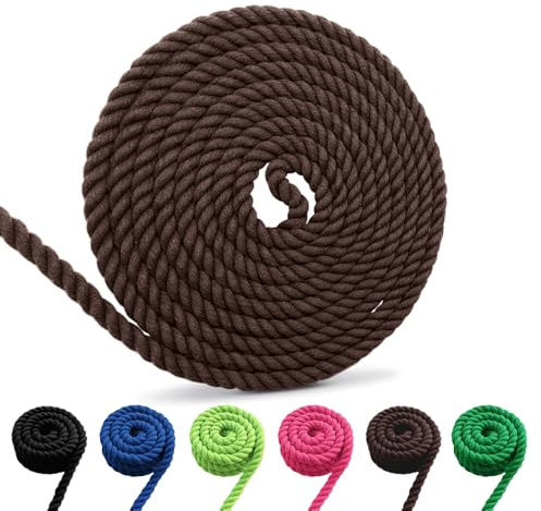 Baumwollkordel, Makramee Garn Seil, Mehrfarbige Baumwollseil Mehrgrößen für DIY, Handwerk (Braun, 10mm 5m)