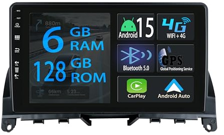 [6+128GB] Keconsing 9 Zoll Android 15 Autoradio for Mercedes-Benz C-Class W204 S204 2007-2010 Radio Carplay Stereo Wireless Car Play GPS Navi Bildschirm Bluetooth Navigation Player Touchscreen
