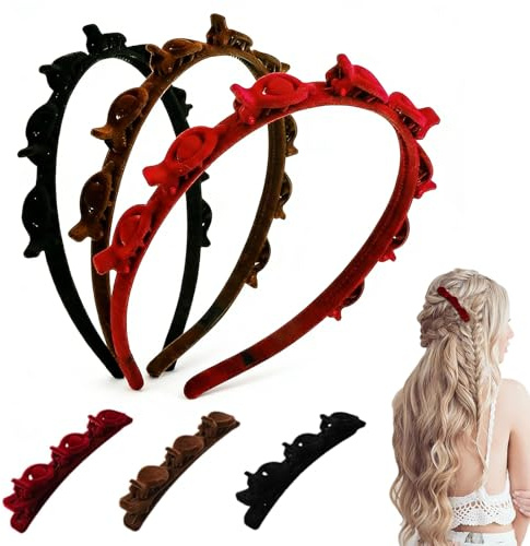 NiceNaiils 6 Pcs Haarband mit Clips, haarreifen damen, haarreif mit klammern, haarreif, Double Bangs Hairstyle Clip für Damen, Mädchen, Haarreifen mit Klammern Twist Clip Stirnband Frisurenhilfe