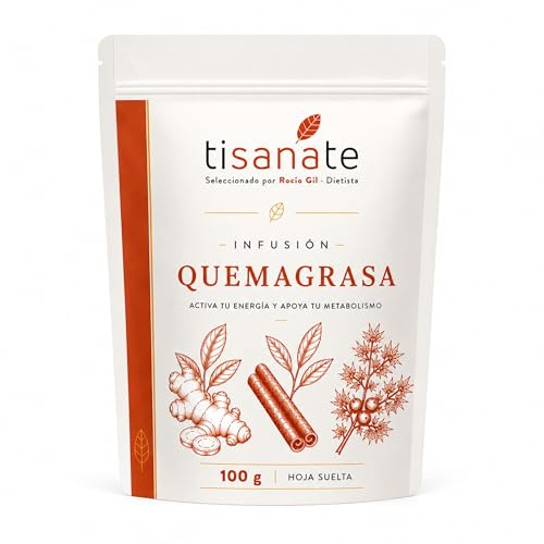 Infusión Quemagrasa 100 g | Jengibre, Cúrcuma, Canela e Hinojo | Tisanate | Infusión a Granel | Jengibre, Cúrcuma, Canela, Hinojo y Diente de León | Más de 40 Tazas