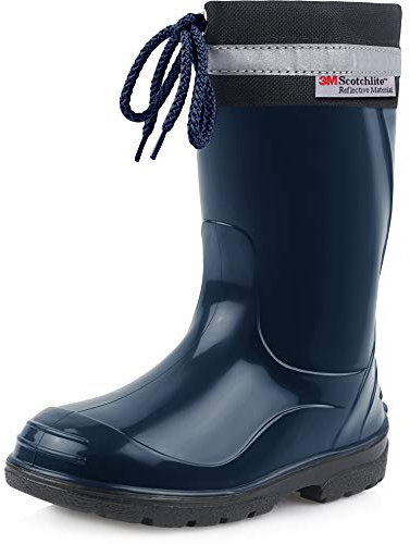 Ladeheid Kinder Gummistiefel mit Stulpe Regenstiefel für Jungen und Mädchen LA-972 (Dunkelblau/Schwarz, 32 EU)